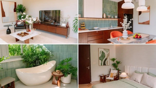 Nội thất Home Living từ phòng khách - bếp - vườn - hồ bơi với điểm nhấn là phong cách Modern Wabi Sabi
